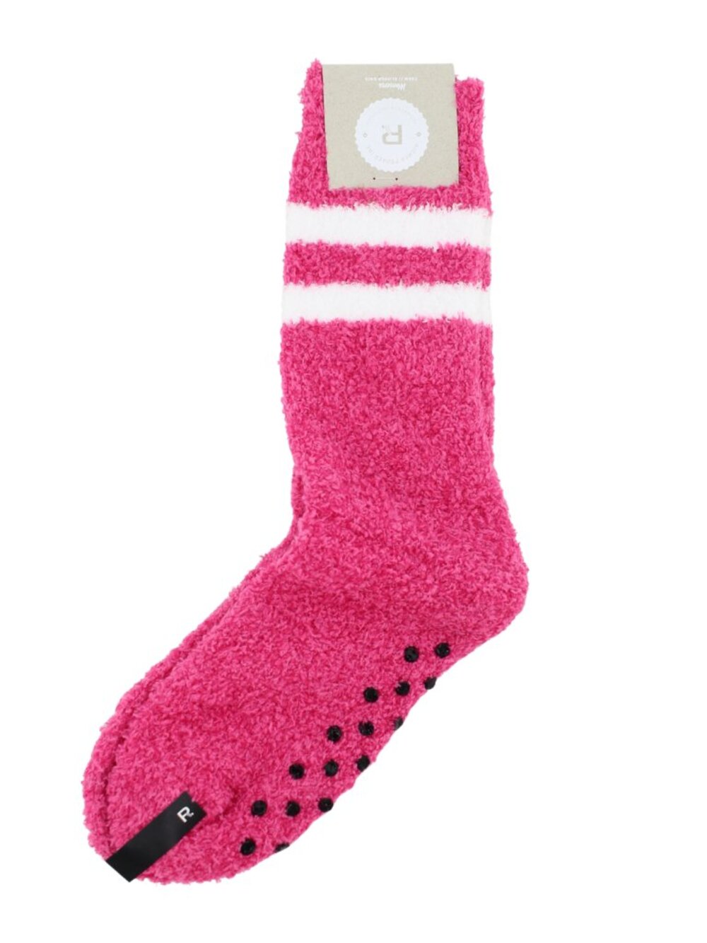 Richer Poorer Women's Hot Pink & White Stripe Plush Anti-Slip Slipper Socks